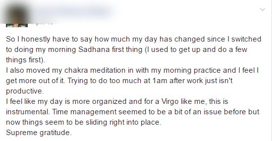 Screenshot: Member post, morning practice